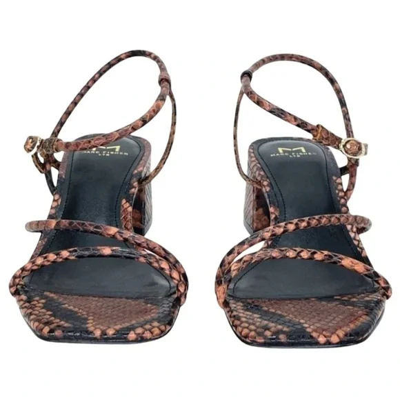 Marc Fisher LTD Womens Sandal 6M Jiny2 Brown Snake Print Block Heel - Picture 4 of 16